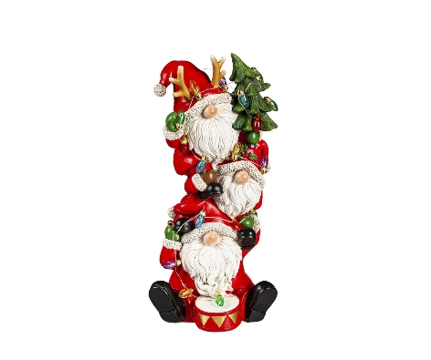 Battery Operated Stacked Santas Garden Statuary 11    