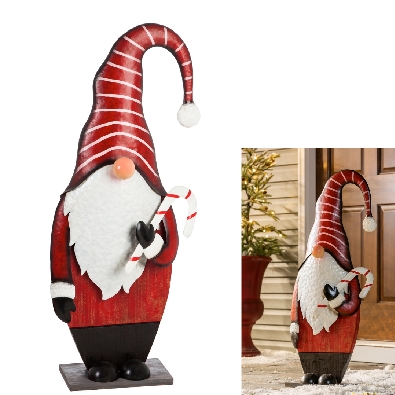 40   Metal and Wood Holiday Gnome Statuary  
