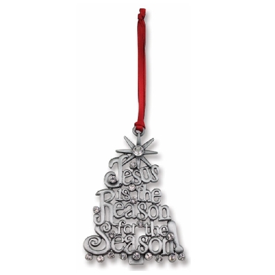 Pewter   Jesus is the reason for the season   Ornament  