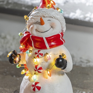 Snowman w/ LED String Lights  