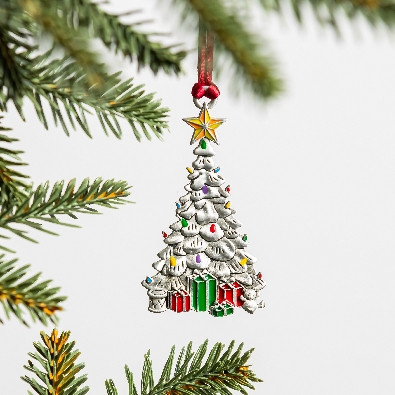 Solid Pewter 
Christmas Tree Ornament
Christmas Tree w/ Presents  