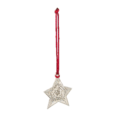Solid Pewter 
Christmas Tree Ornament
 Nativity  