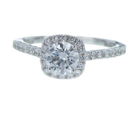 Diamond Engagment Semi-Mount for 0.75ct Cushion-Cut Diamond 14KT WG...