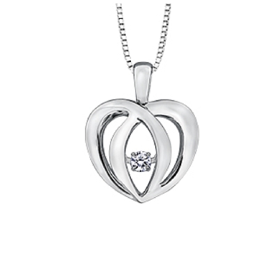 Silver   Pulse   Diamond Necklace  0.05ct  