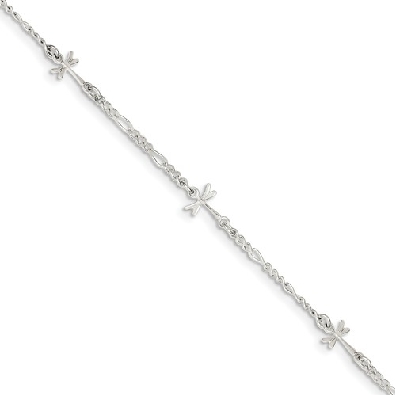 Sterling Silver 
Polished Dragonfly Anklet 
8  +1    