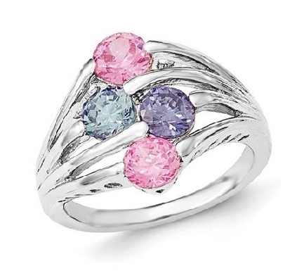 Sterling Silver Ring; Purple/Pink CZ
Size 6  