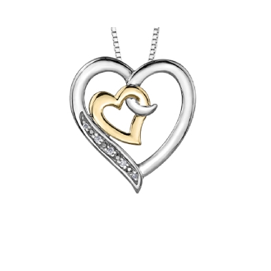 Diamond Heart Necklace  0.02ct
Silver / 10Kt YG  