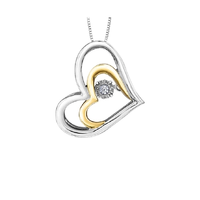 Pulse&trade; Diamond Heart Pendant  - 0.02ct   Silver &amp; 10KT Yellow Gol...