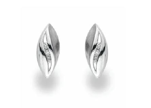 White Ice Sterling Silver Rhodium-plated .015ctw Diamond Earrings  