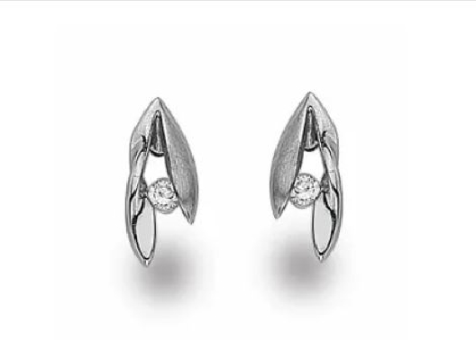 White Ice Sterling Silver Rhodium-plated .01ctw Diamond Earrings  