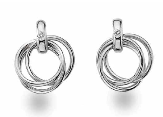 White Ice Sterling Silver Rhodium-plated .01ctw Diamond Earrings  