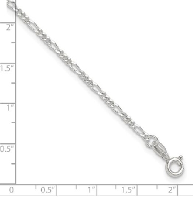 Sterling Silver Anklet
Diamond Cut &amp; Polished Figaro
2mm
9   + 1...