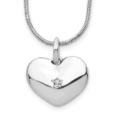 White Ice Sterling Silver Rhodium-plated .01ctw Diamond Heart Neckl...