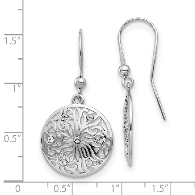 Leslie s Sterling Silver
Polished Round Earrings w/CZ s 
French W...