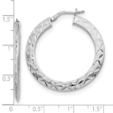Leslie s Sterling Silver
Polished &amp; Diamond Cut Hoop Earrings 
Rh...