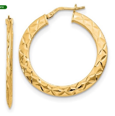 Leslie s Sterling Silver 
Diamond Cut Hoop Earrings
Gold Plated
...