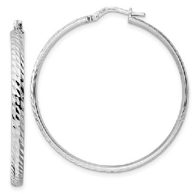 Leslie s Sterling Silver 
Diamond Cut Hoop Earrings
Rhodium Plate...