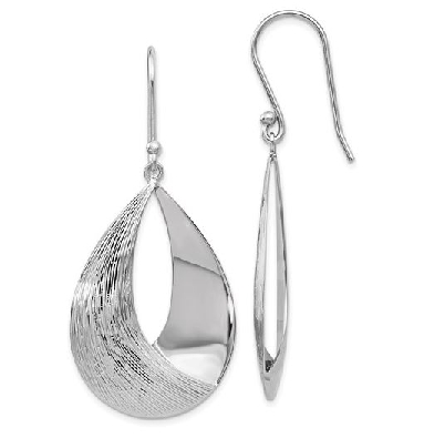 Leslie s Sterling Silver 
Polished &amp; Textured Drop Earrings
Rhodi...