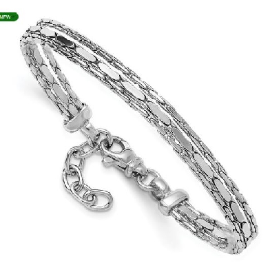 Leslie s Sterling Silver 
Fancy 3 Strand Bracelet
Rhodium Plated ...
