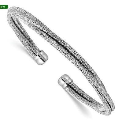 Leslie s Sterling Silver 
Multi-Wire Wrapped Cuff Bangle
Rhodium ...
