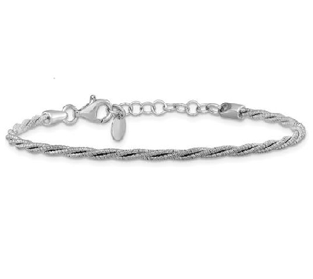 Leslie s Sterling Silver 
Twisted Wire Wrapped Bracelet 
Rhodium ...