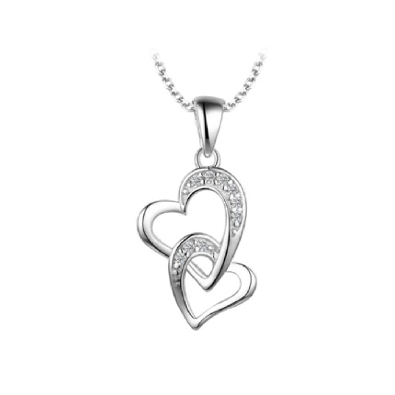 Legend Sterling Silver
Double Heart Drop Pendant  