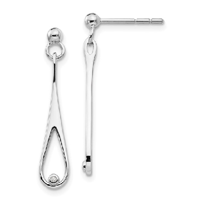White Ice Sterling Silver Rhodium-plated .01ctw Diamond Earrings  