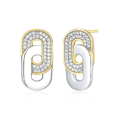 Charles Garnier&trade;
  Fancy Link   Earrings
Rhodium/Gold Plated  S...