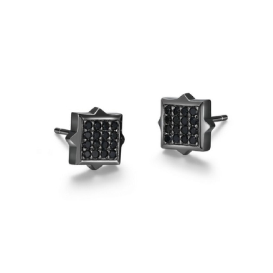 Ethos
  Black Ice   Genuine Black Sapphire 
Square &amp; Spike Stud E...