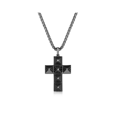   Black Ice   Genuine Black Sapphire 
Cross Necklace
Gunmetal Pla...
