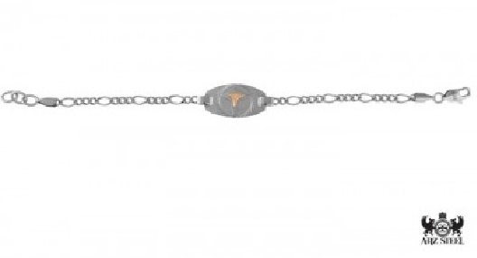 Arezzo Steel Children s Medic Alert Bracelet w/18KT YG Emblem  
