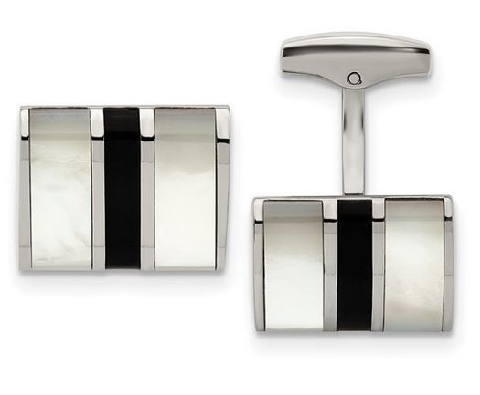 Stainless Steel Cuff Links
Mother of Pearl &amp; Black semi- precious ...