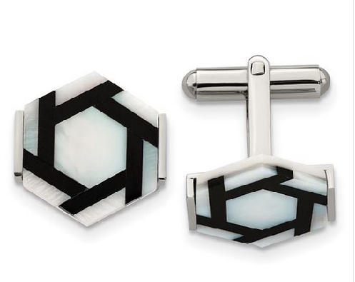Stainless Steel Hexagon Cuff Links
Mother of Pearl &amp; Black semi- p...