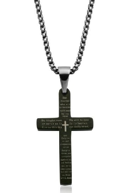STEELX
IP Black Cross w/ English and French Prayer
22   Chain  
