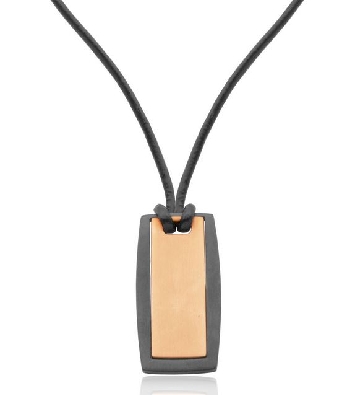 Pendant IP Black & IP Rose with Leather  