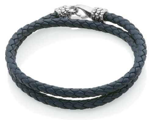 Steelex Bracelet Braided Blue Leather 17    