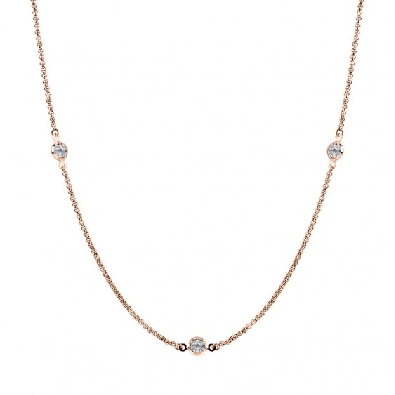 Rose Gold Color Steel Necklace 40   with Crystals  