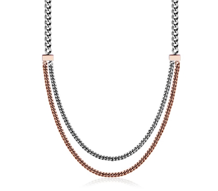STEELX
Two-Tone 2-Layer Curb Chain Necklace
IP Rose Gold
18    