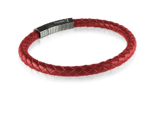 ITALGEM STEEL
Steel Bracelet 
Red Leather  w/Black  IP
Push Clas...