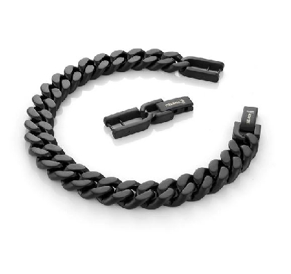 Italgem 
Steel Bracelet 
Matte Black IP Curb Link
10mm
8  +.5    