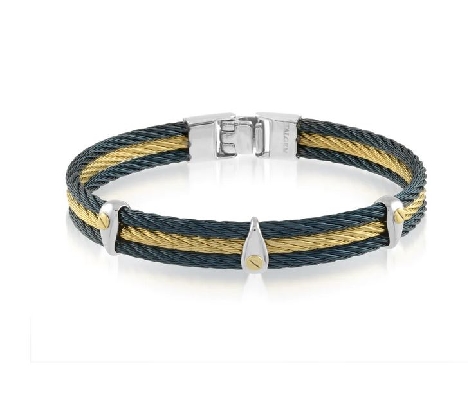 Italgem 
Steel Bracelet
Blue IP & 18Kt Gold 
3 Row Cable Bangle
  