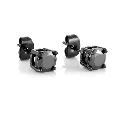 ITALGEM STEEL
Steel Stud Earrings
Black IP 
Black CZ
6mm  
