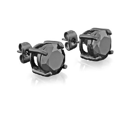 ITALGEM STEEL
Steel Stud Earrings
Black IP 
Black CZ
10mm
  