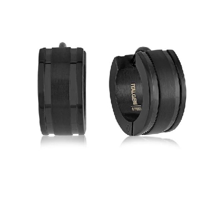 ITALGEM STEEL
Steel Huggie Earrings
Black IP
Matte/Polished Stri...