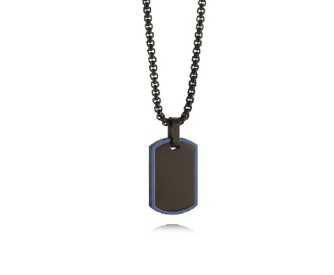ITALGEM STEEL
Steel Necklace
Black IP/Blue IP Edged Dog Tag
w/ R...