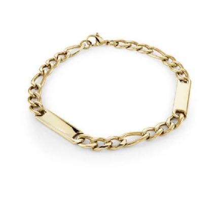 ITALGEM STEEL
Steel Chain
Gold IP Polished Figaro
2 Plate Bracel...