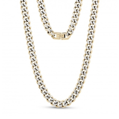 Two-Tone Steel Cuban Link Necklace 24  
8mm  