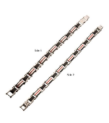 INOX&trade; Steel
Double Sided Rectangle Bracelet
w/ Fold Over Clasp...