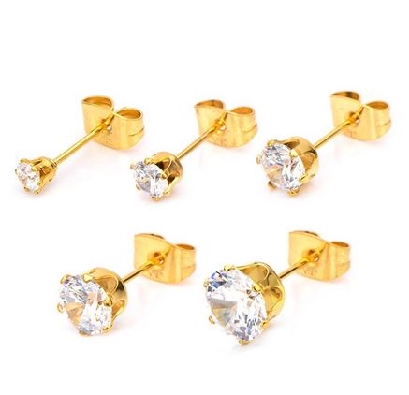 INOX™ Steel
CZ Stud Earrings
Gold IP
Unisex
6mm  