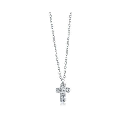 ITALGEM STEEL
Puffed Cross Necklace
White CZ
16+2    